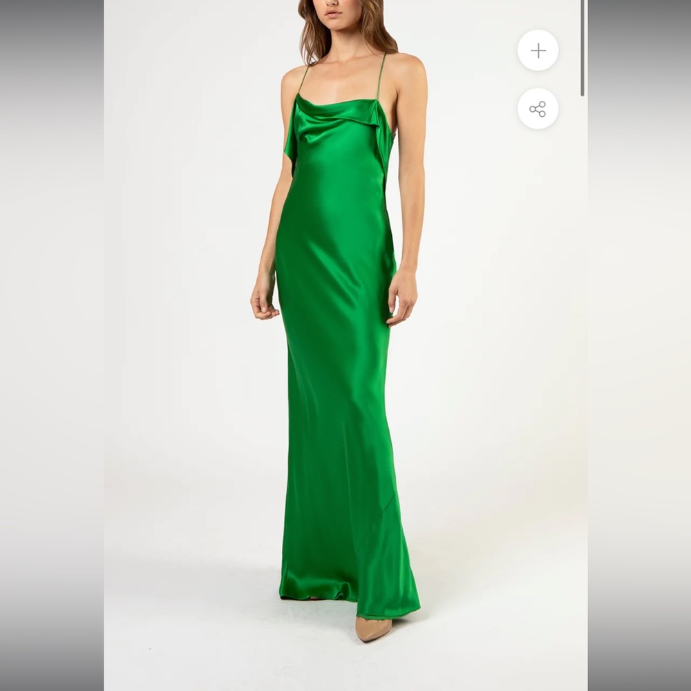 Silk Emerald Green Strappy Gown
